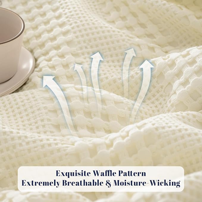 PHF Cooling Waffle Blanket Twin Size, Lightweight 60% Rayon from Bamboo & 40% - Image 4