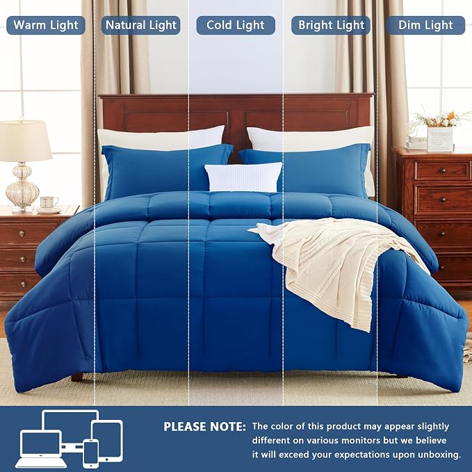 CozyLux Twin/Twin XL Comforter Set Classic Blue - Image 5