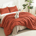 Litanika Oversized King Comforters Burnt Orange Super King Plus Size, 3 Pieces by Litanika