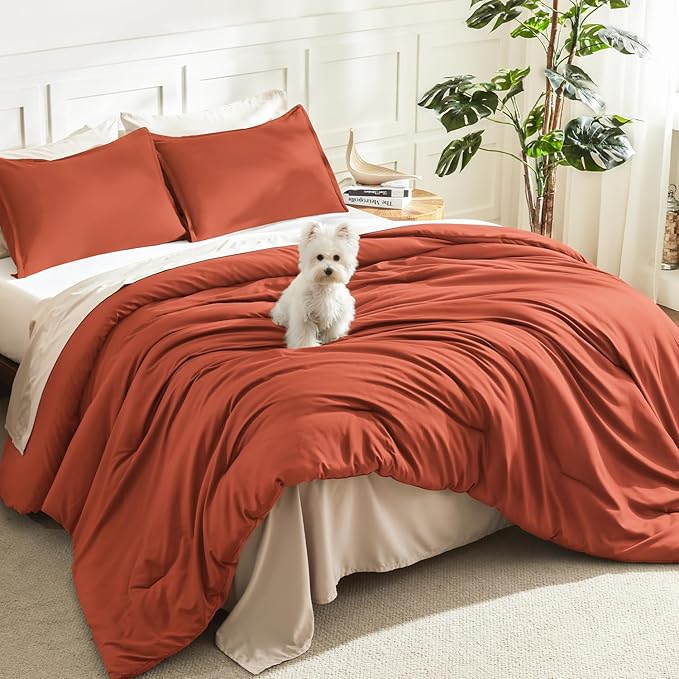Litanika Comforters Burnt Orange Oversized King Size, 3 Pieces Lightweight by Litanika