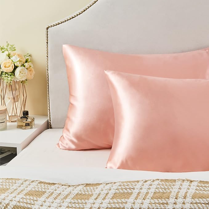 BEDELITE Satin Pillowcase with Zipper 4 Pack, Coral Pillow Cases Standard Size - Image 6