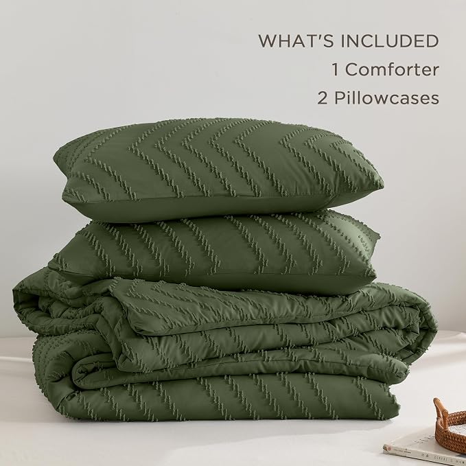 Andency Olive Green Oversized Queen Comforter Set, Boho Soft Warm Bedding - Image 6