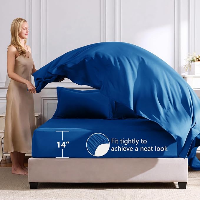 CozyLux King Size Comforter Set Classic Blue - Image 5