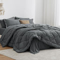 Love's cabin Queen Comforter Set Dark Grey, 7 Pieces Queen Bed in a Bag by Lovescabin