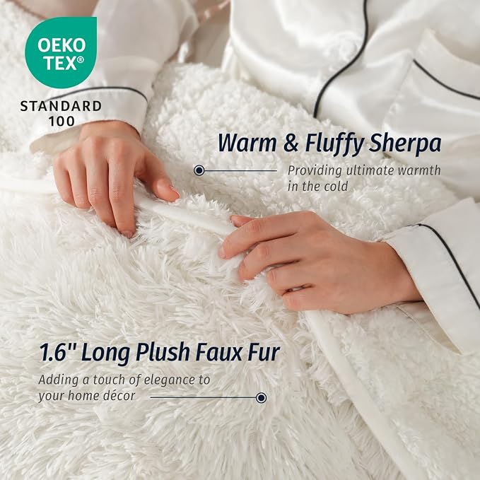 Wemore Shaggy Long Fur Faux Fur Weighted Blanket, Cozy and Fluffy Plush Sherpa - Image 2
