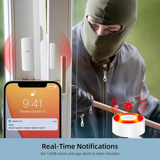 WiFi Alarm System, Smart Home Alarm System Wireless 9 Piece-kit, DIY Alarm - Image 4