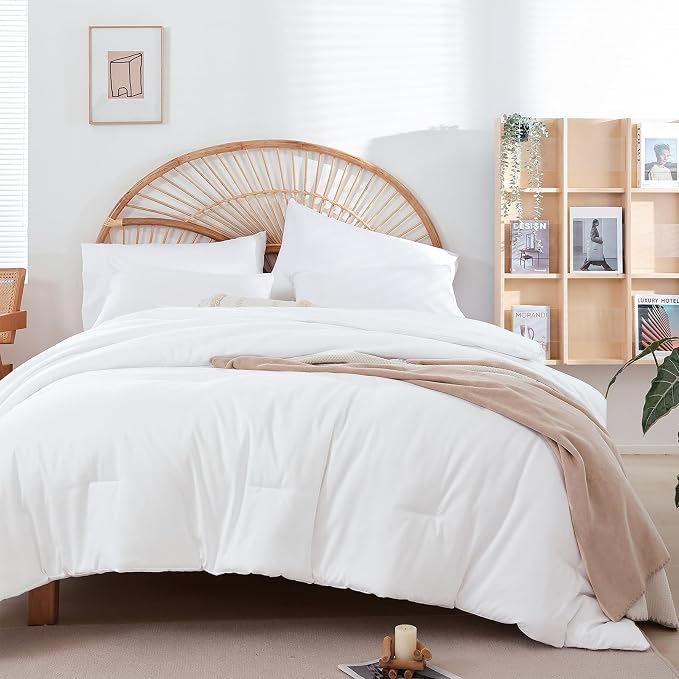 weigelia Twin Comforter Set White Comforter 2 Pieces Boho Solid Color Bedding - Image 2