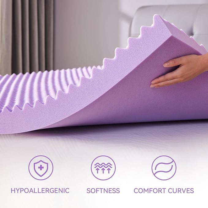 SINWEEK 1.5 Inch Egg Crate Cooling Gel Memory Foam Mattress Topper Full Size - Image 4