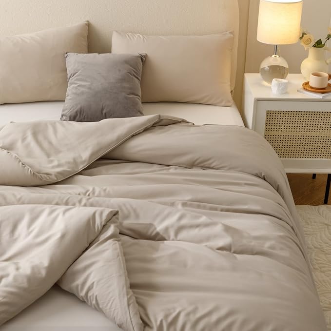 ROSGONIA Oversized Queen Comforter Oatmeal - Image 4