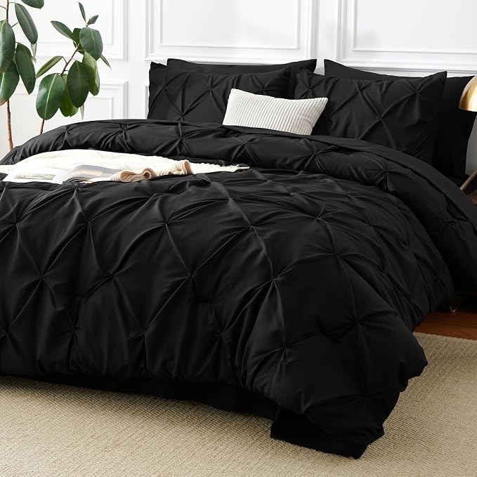 HIMEET Queen Comforter Set 7 Pieces Bed in A Bag Black Luxury Soft Queen Size - Image 9