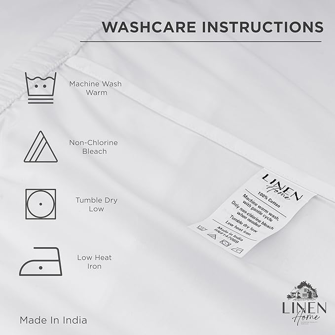 Linen Home 100% Cotton Percale Weave Fitted Sheet, King Size, 1 Deep Pocket - Image 4