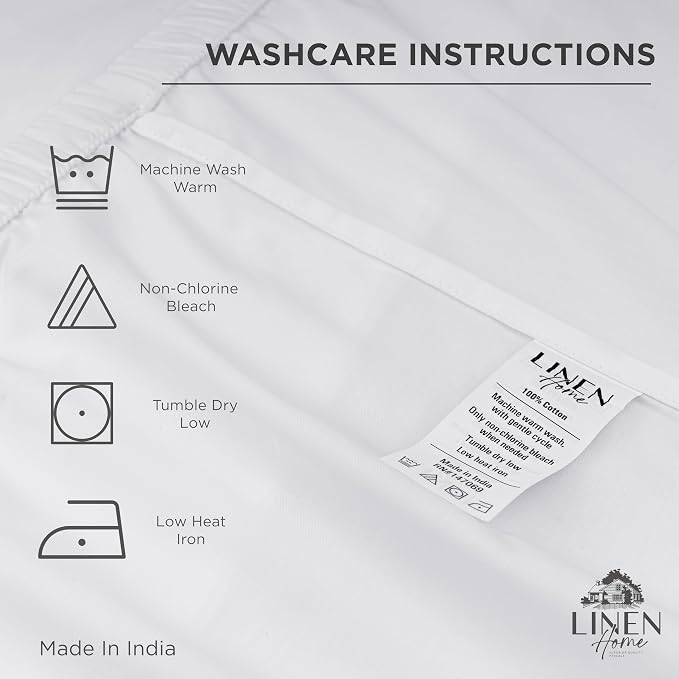 Linen Home 100% Cotton Percale Weave Fitted Sheet, King Size, 1 Deep Pocket - Image 4