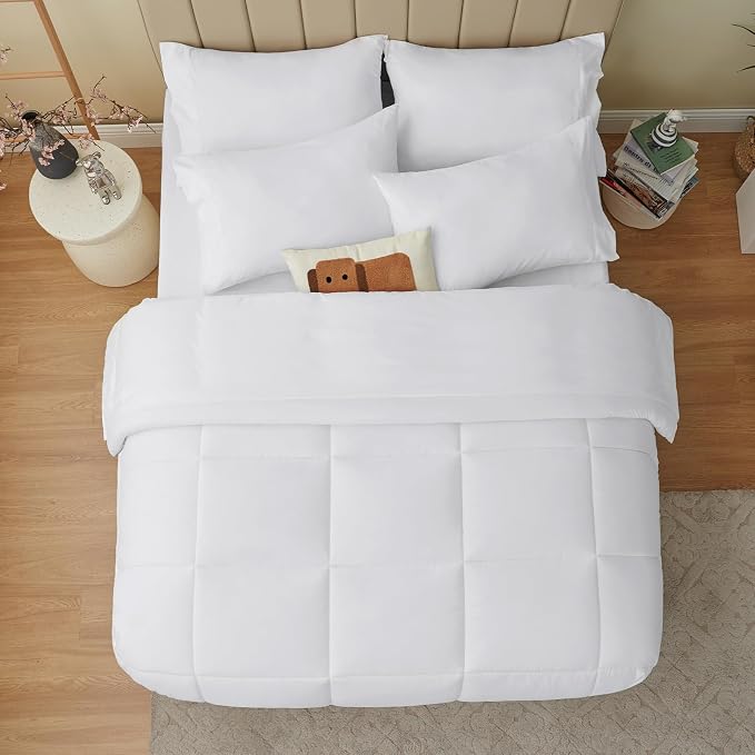 CozyLux Full Size Comforter Sets White, 7 Pieces Bed in a Bag, All Season - Image 9