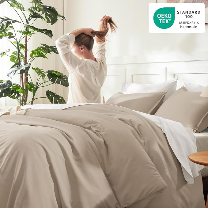 Litanika Comforters Khaki Oversized King Size, 3 Pieces Lightweight Solid - Image 4