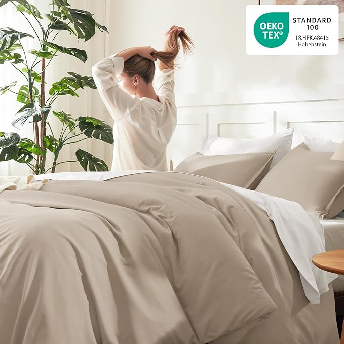 Litanika Oversized King Comforters Khaki Super King Size, 3 Pieces Lightweight - Image 4