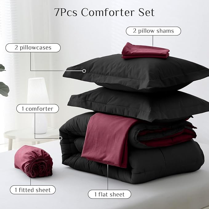 JOLLYVOGUE Full Comforter Set, Ultra-Soft Bed in a Bag Full Size 7 Pieces - Image 5