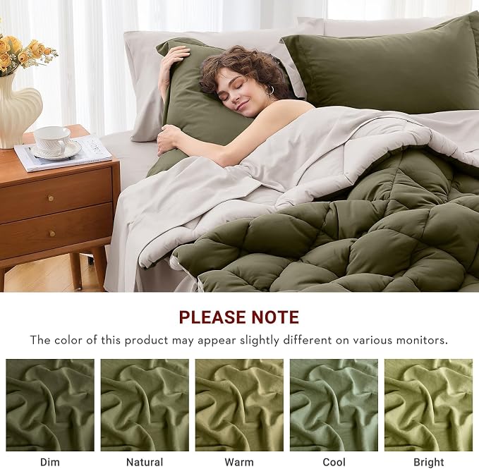 MUXHOMO 7 Pieces King Comforter Set, Reversible Bed in a Bag King Size - Image 4