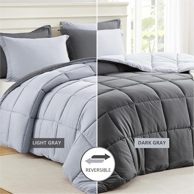 Homelike Moment King Size Comforter Set Grey, Comforters King Size Bed Sets - Image 2