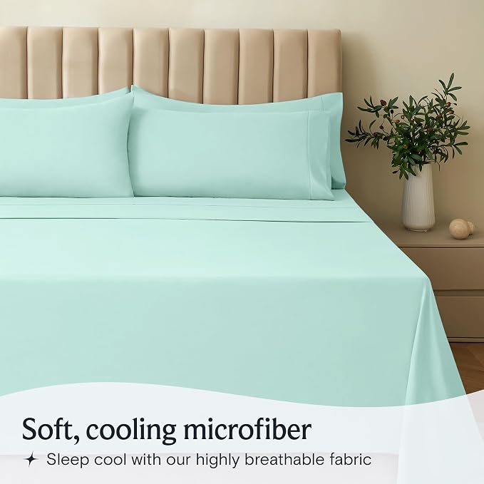 LuxClub 3 PC Twin Sheet Set, Deep Pockets Wrinkle Free Cooling Bed Sheets Hotel - Image 3