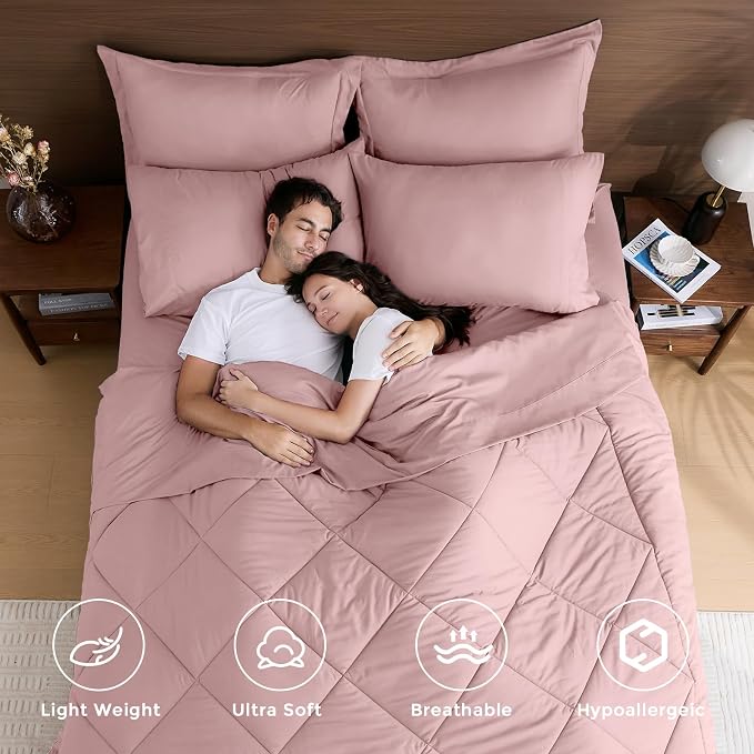 HEVUMYI Dusty Pink King Comforter Set - Image 2