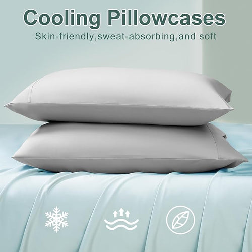 Accuratex Cooling Pillow Cases King Size Set of 2, Envelope Soft Breathable - Image 2