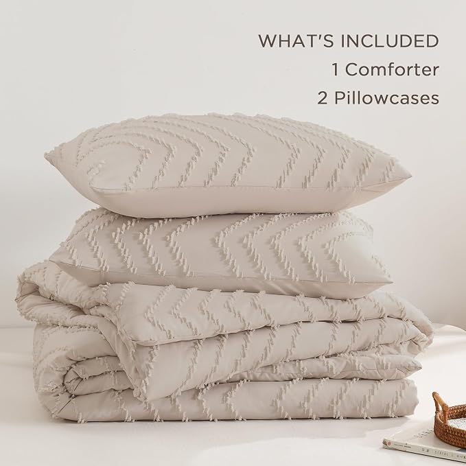 Andency Linen California King Comforter Set, Boho Cal King Soft Warm Tufted - Image 6