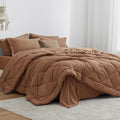 Love's cabin Twin Comforter Set Mocha Mousse, 5 Pieces Twin Bed in a Bag by Lovescabin