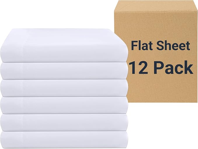 ZPECC White Bulk Flat Sheets Only Full Size 12 Pack, Easy Sort Top Bed Sheet by by ZPECC-ABrandThatHasBeenFocusedOnBabyProductsFor18Years