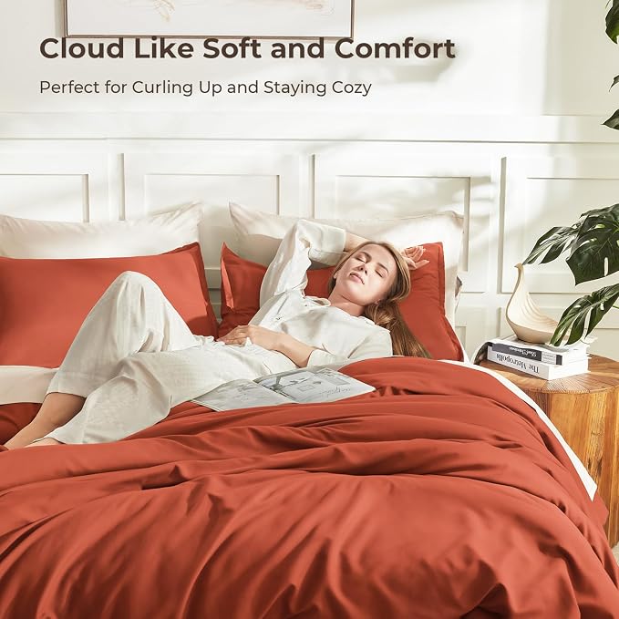 Litanika Comforters Burnt Orange Oversized Queen Size, 3 Pieces Lightweight - Image 2