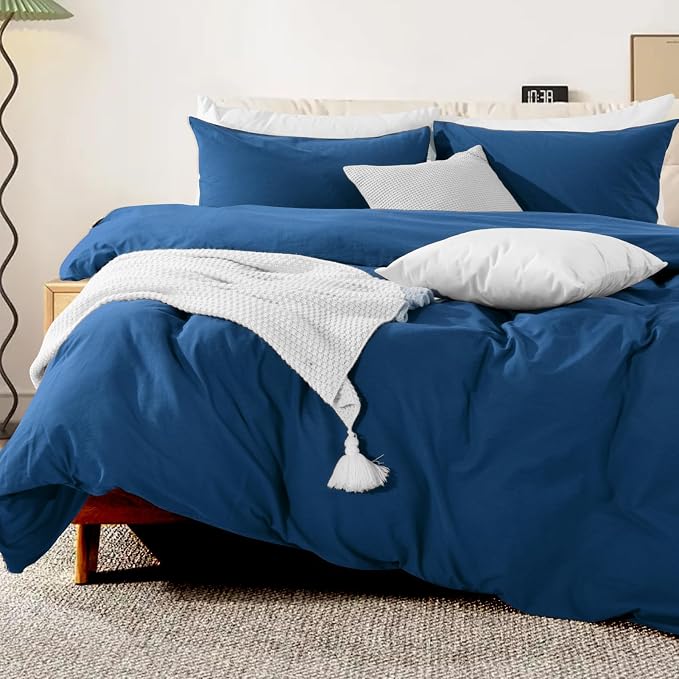 NEXHOME PRO Duvet Cover Set 100% Washed Cotton Oversized Queen 98"x98" - Image 3
