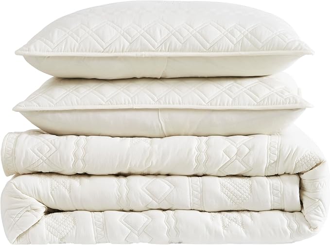 WDCOZY Boho Ivory Oversized California Cal King Size Quilt Bedding Sets - Image 7