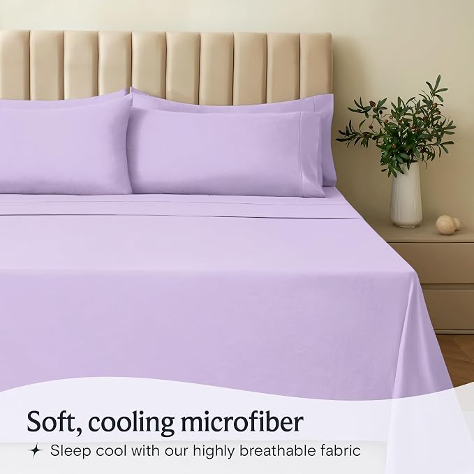 LuxClub 4 PC Full Sheet Set, Deep Pockets Wrinkle Free Cooling Bed Sheets Hotel - Image 3