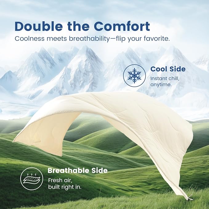 Cozy Bliss Cooling Comforter Twin Size, Reversible Lightweight Cooling Blankets - Image 9