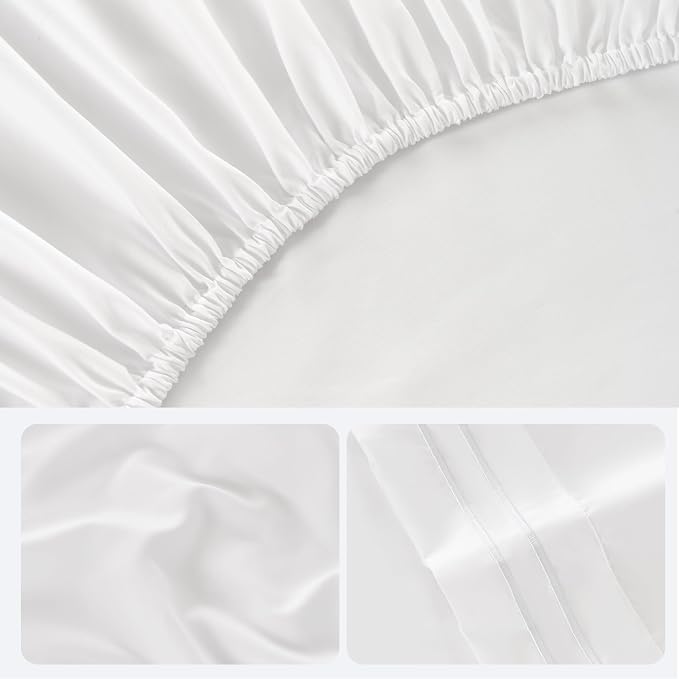 ROSE&RISY White Queen Sheet Set, 4 Pieces Soft Bedding Queen Sheet Set - Image 7