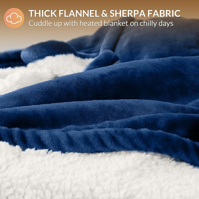HOMLYNS LuxeHeat Heated Blanket Electric Blanket King Size, Soft Flannel Sherpa - Image 5
