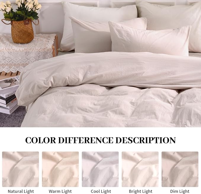 NEXHOME PRO Duvet Cover Set Kids Twin Size, Organic Natural 100% Washed Cotton - Image 3