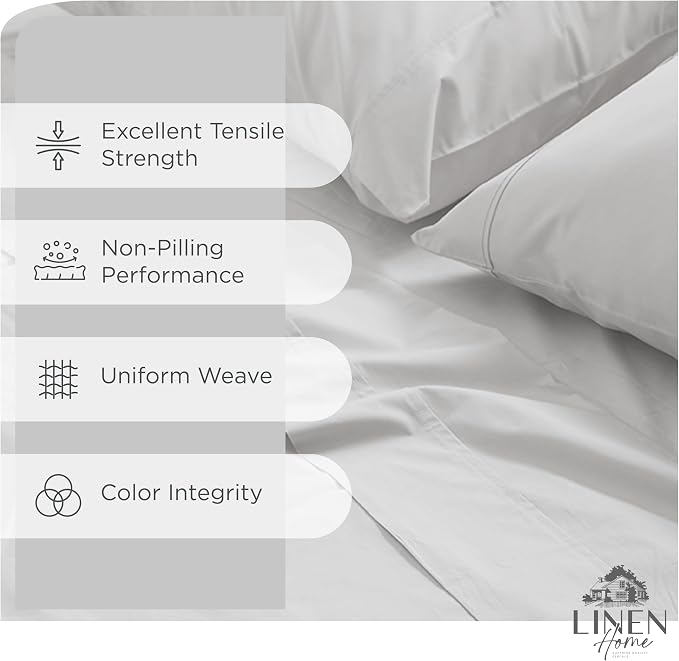 Linen Home 100% Cotton Percale Sheets California King Size, Deep Pocket - Image 2