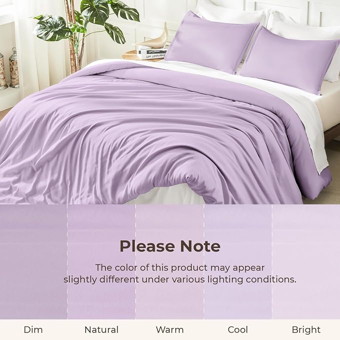 Litanika Lavender Purple Comforter Full Size, 3 Pieces Lightweight Solid - Image 8
