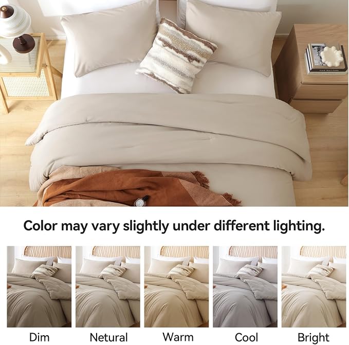 ROSGONIA Oversized Queen Comforter Light Khaki - Image 3