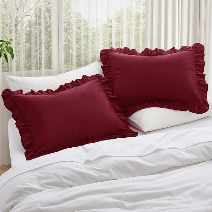 KKJIAF Ruffle Pillow Cases King Size Set of 2, Ruffled Pillow Covers - Image 2