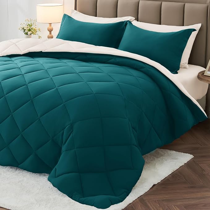 MUXHOMO 7 Pieces King Comforter Set, Reversible Bed in a Bag King Size by MUXHOMO