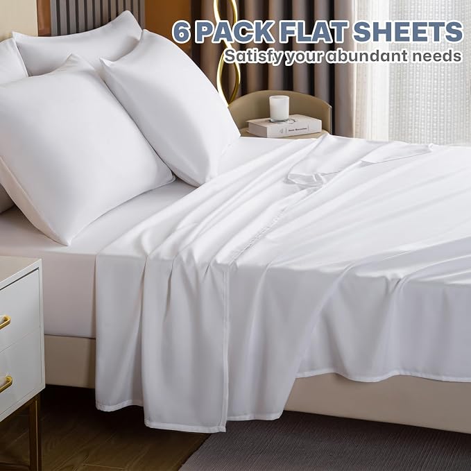 Lavisun King Size Flat Sheets Only, 6 Pack Soft Brushed Microfiber Bedding - Image 7