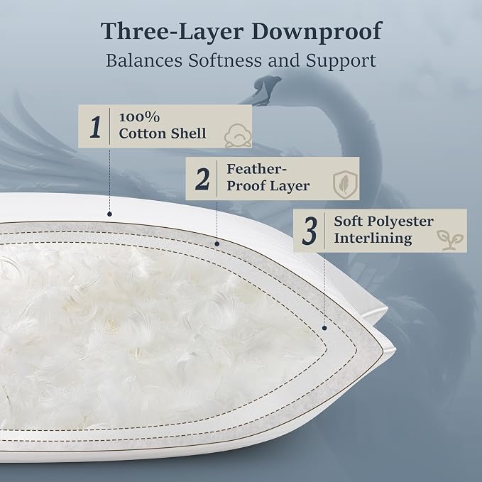 COZSINOOR Goose Feather Pillows Queen Size - Image 5