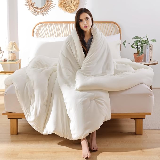 ROSGONIA Oversized King Comforter Ivory - Image 4
