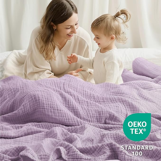 100% Cotton Muslin Blanket 50" x 60", Breathable and Lightweight Cotton Throw - Image 4