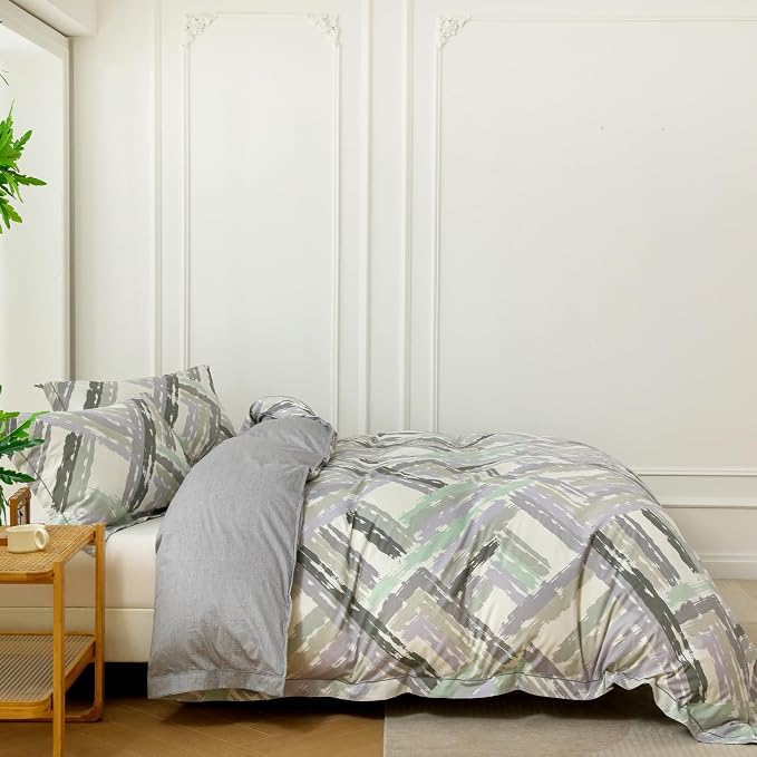 OAITE Duvet Cover Set Queen Size Floral Pattern Ultra Soft 100% Cotton Duvet - Image 3