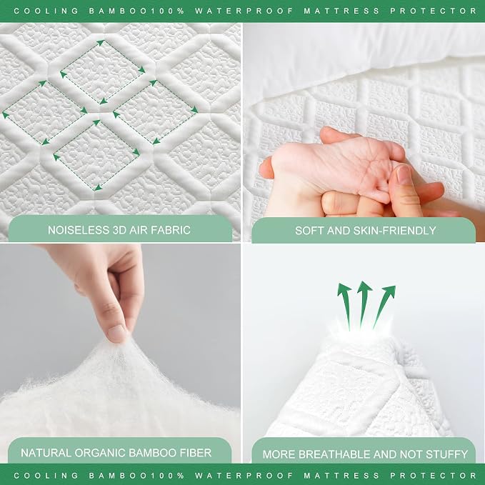 UNILIBRA King Size Waterproof Mattress Protector, 3D Air Rayon Made from Bamboo - Image 4