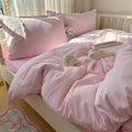 mixinni Pink Gingham Duvet Cover Twin Size by mixinni