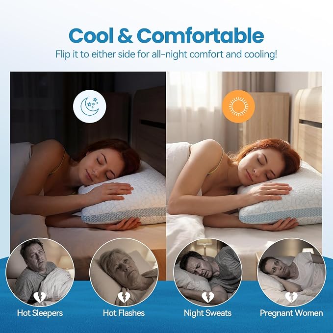 QUTOOL Cooling Pillows for Sleeping, Shredded Memory Foam Pillows King Size Set - Image 6