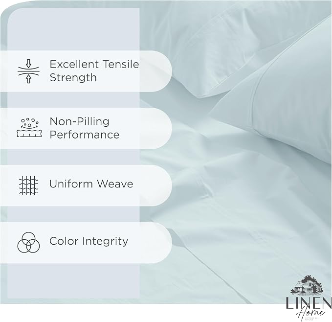Linen Home 100% Cotton Percale Sheets Full Size, Deep Pocket, 4 Pieces Set - Image 2